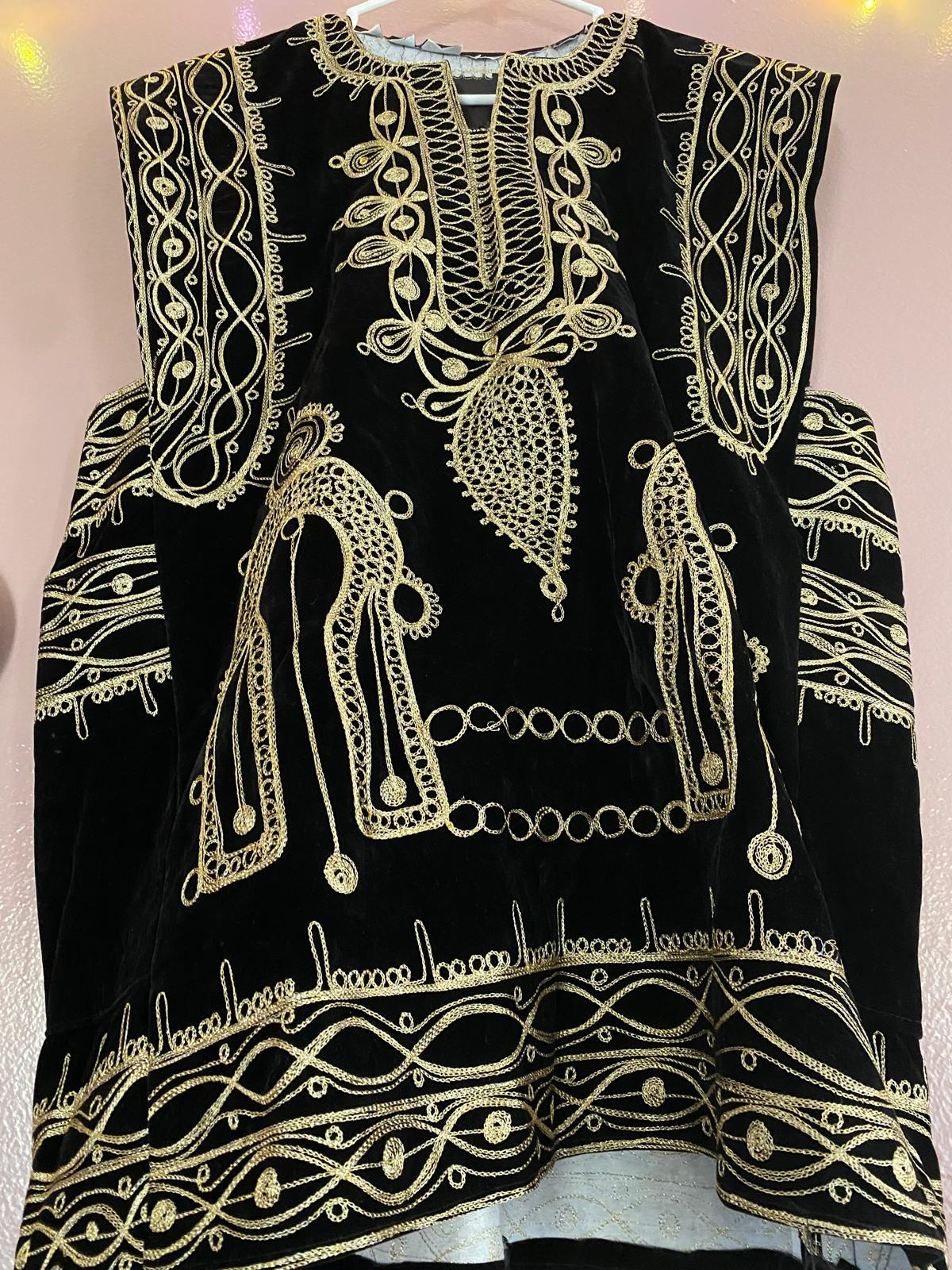 Gold-Embroidered Velvet Tunic